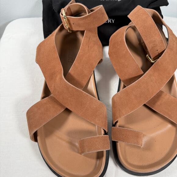 A.Emery Jalen Suede and Leather Strappy Sandals Size 41 10 Brown - Picture 5 of 12